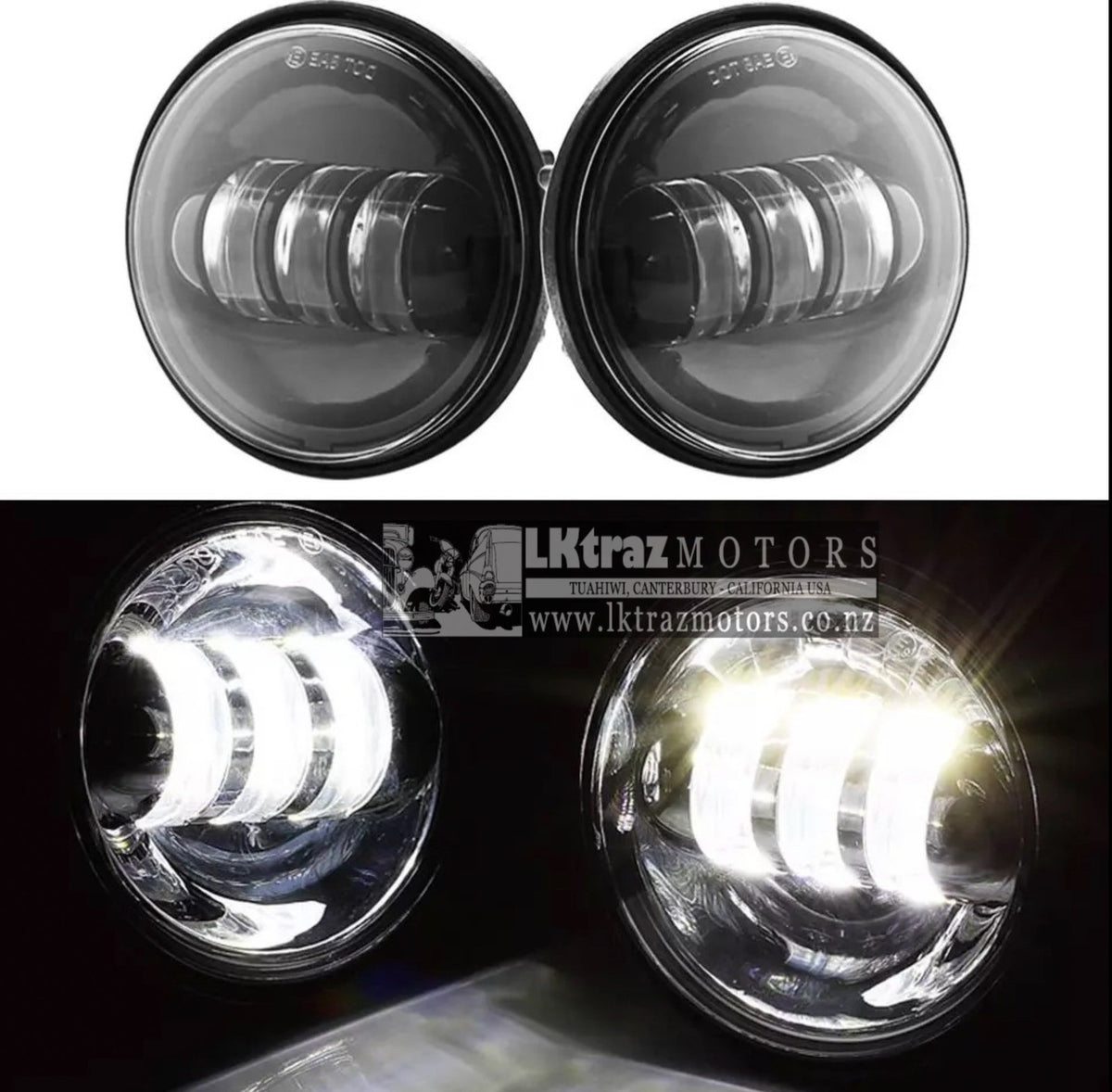 Black- 7" Led Projector Motor Headlight + Passing Lights (4 1/2 inch)
