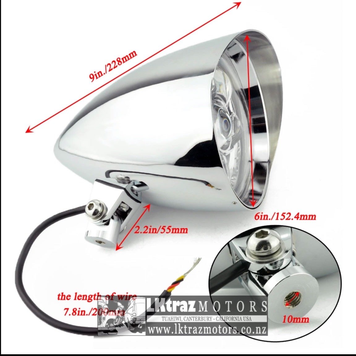 Black or Chrome 5.75 inch Bullet Led Bullet Headlight