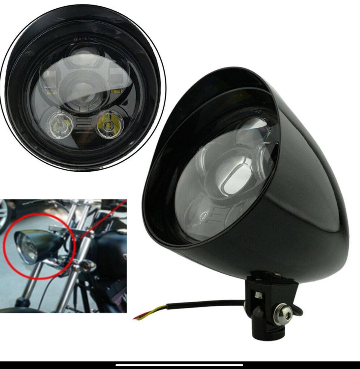 Black or Chrome 5.75 inch Bullet Led Bullet Headlight
