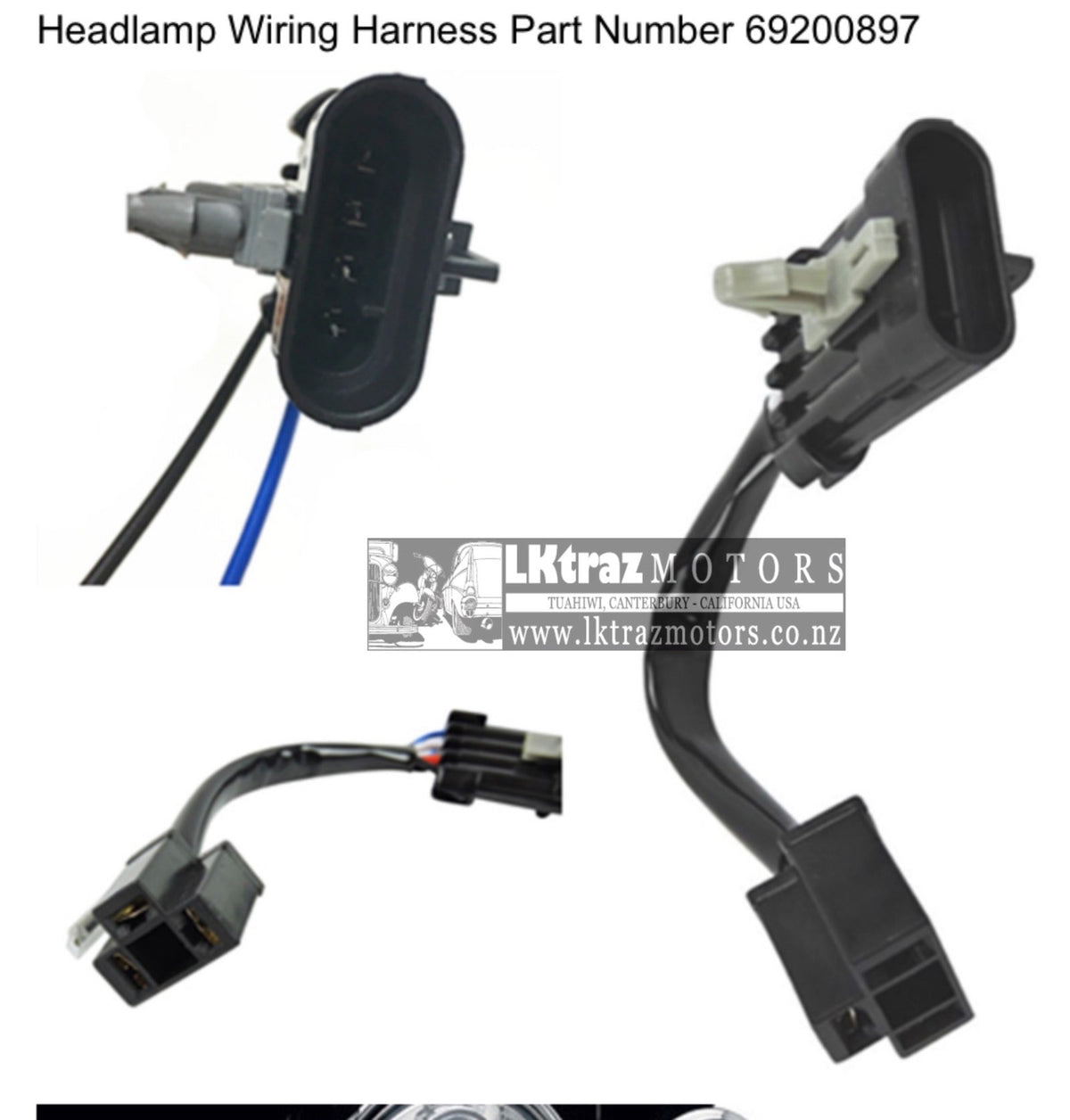 Black- 7" Led Projector Motor Headlight + Passing Lights (4 1/2 inch)
