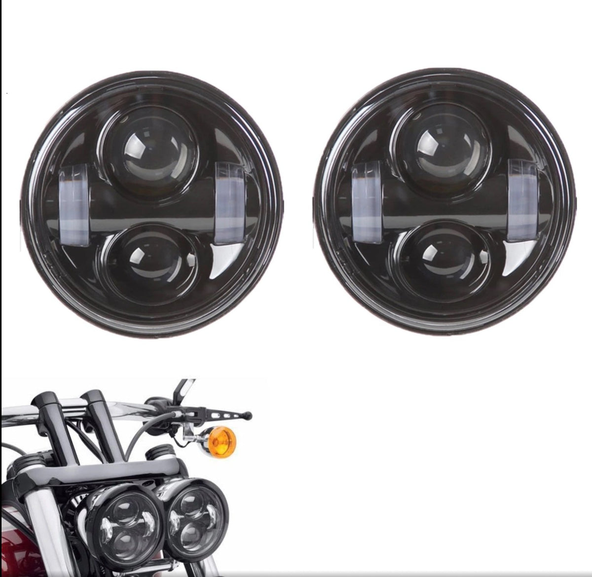 Fat bob LED  Daymaker Head Lights  For Harley Fat Bob-Black