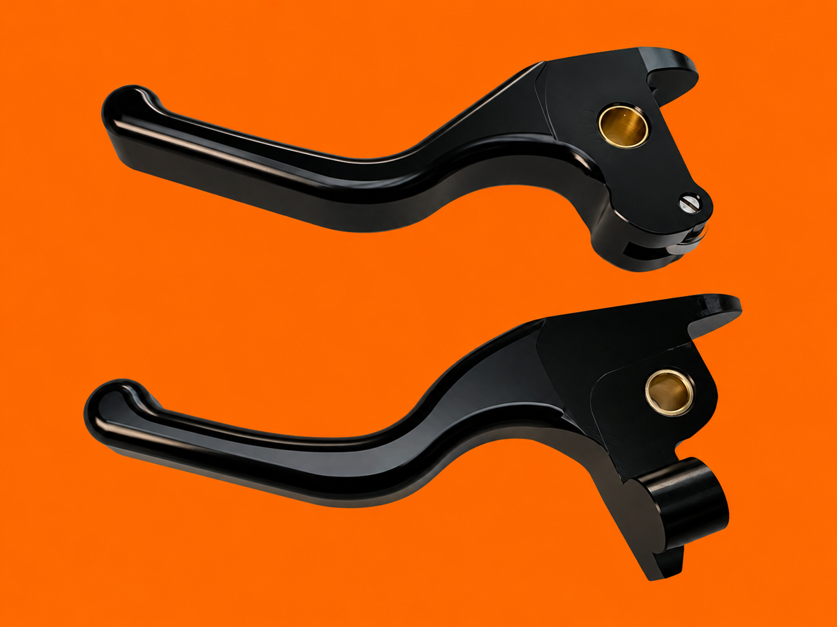 Black Harley-Davidson V-Rod brake and clutch lever pair, product view 3