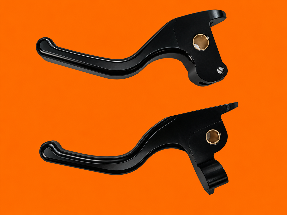 Black Harley-Davidson V-Rod brake and clutch lever pair, product view 4