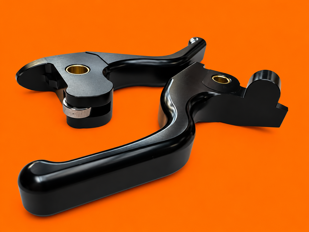 Black Harley-Davidson V-Rod brake and clutch lever pair, product view 5