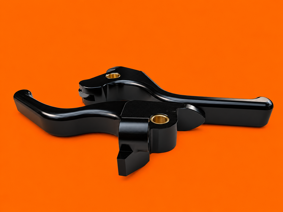 Black Harley-Davidson V-Rod brake and clutch lever pair, product view 6