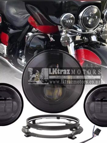 Black- 7" Led Projector Motor Headlight + Passing Lights (4 1/2 inch)
